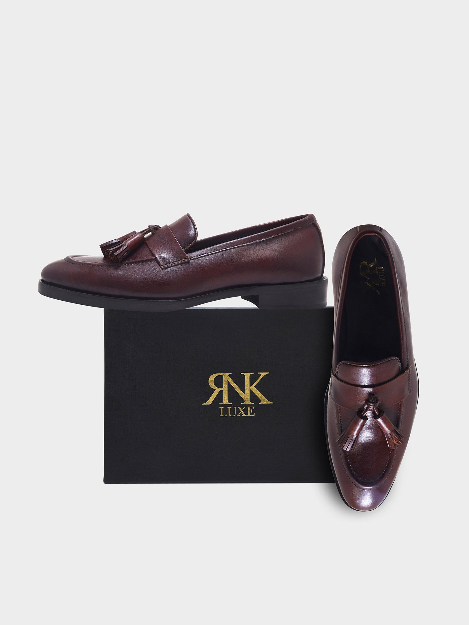 RNK LUMERO – Premium Burgundy Leather Tassel Loafers for Men