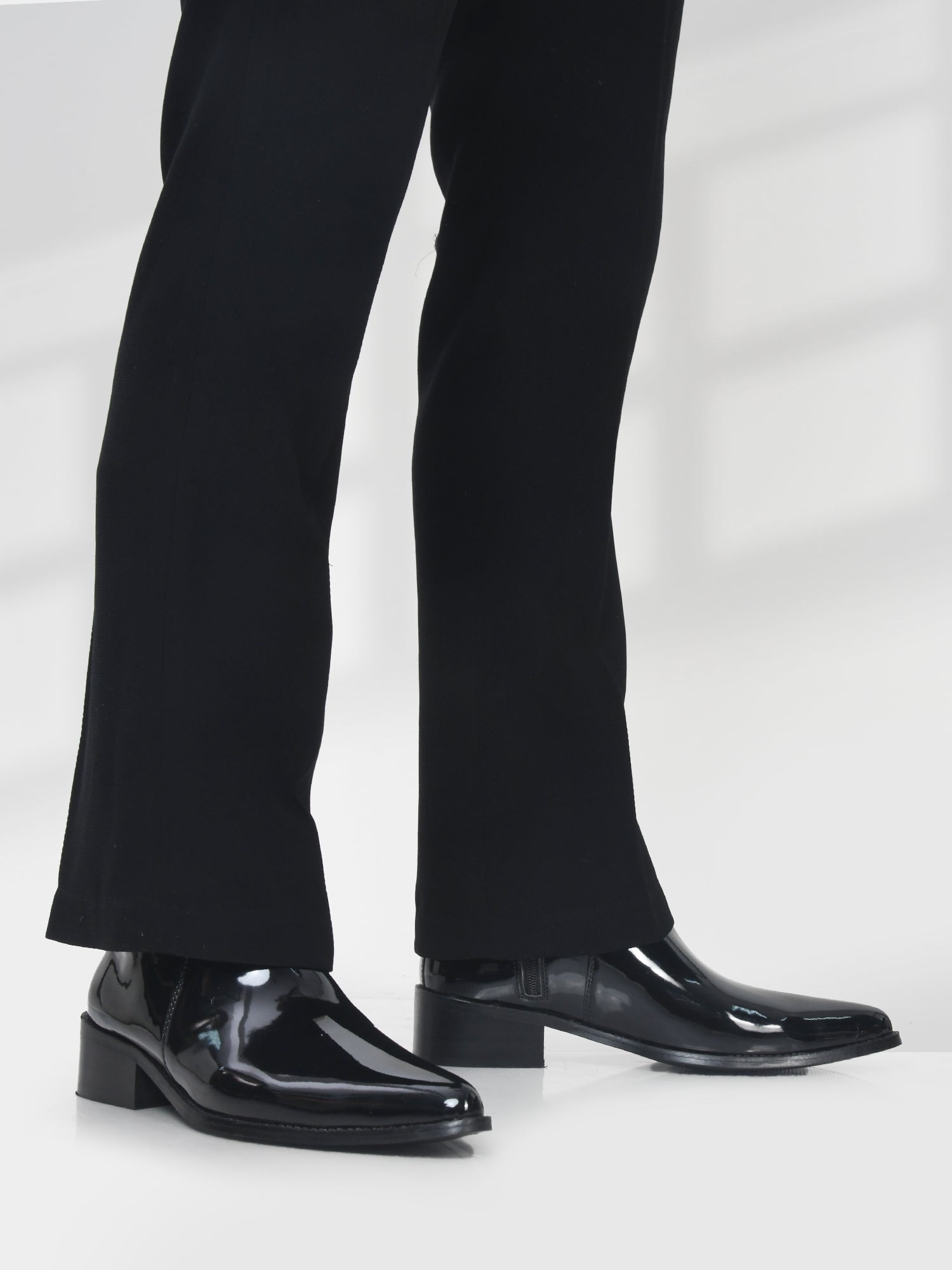 Loki – Pointed Toe Vegan Leather Boot with Side Zip in Jet Black