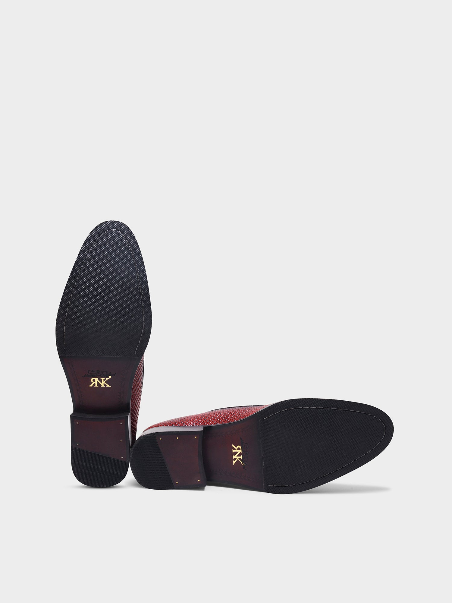 RNK CARMINE – Red Python-Texture Leather Loafers for Men