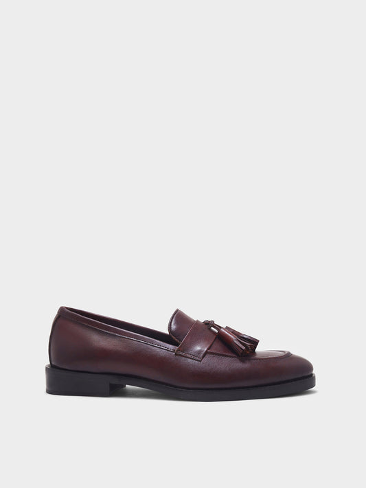 RNK LUMERO – Premium Burgundy Leather Tassel Loafers for Men