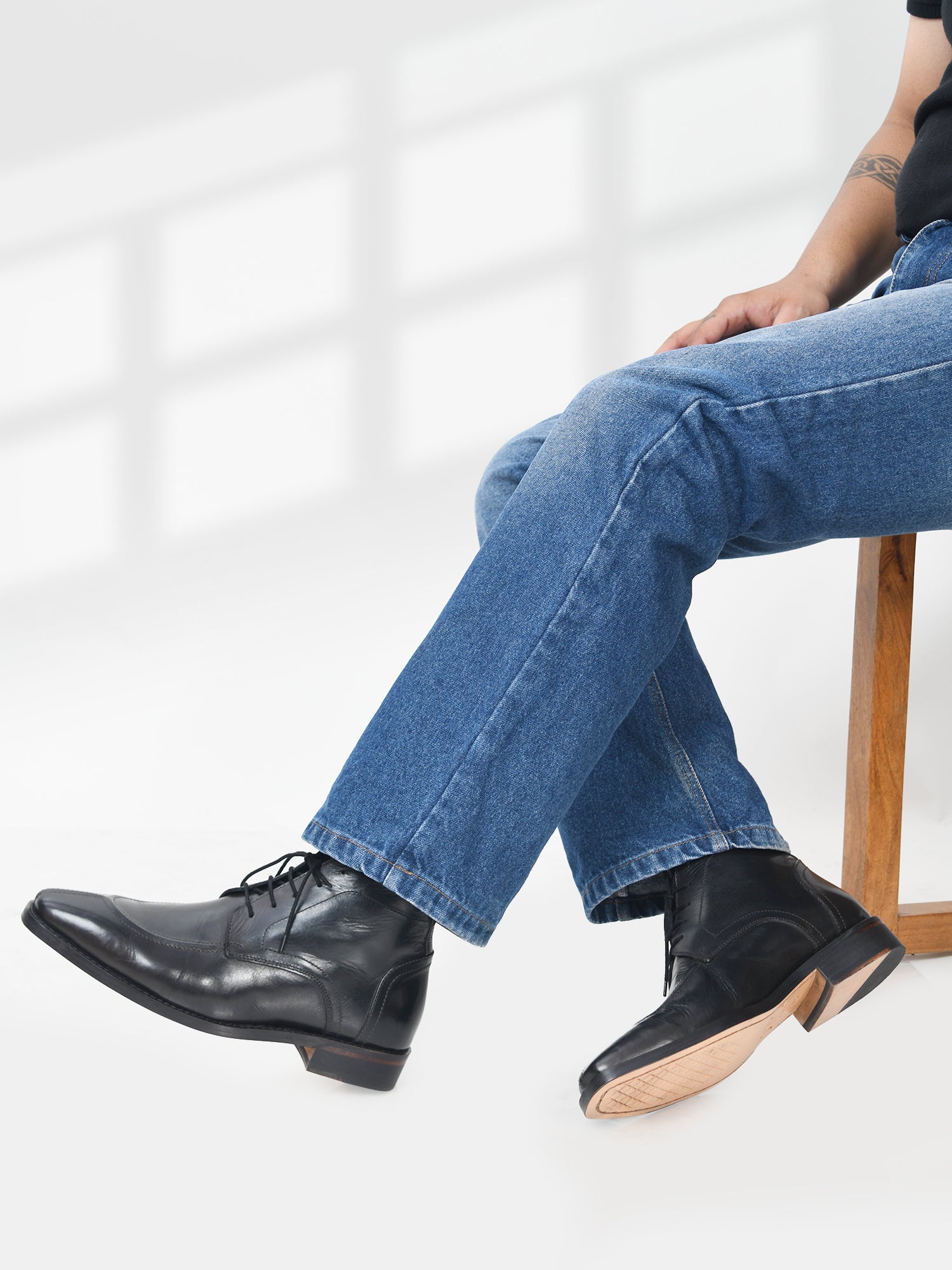 RNK Vesper Black Boot | Premium Men’s Sleek Lace-Up Derby Ankle Boots