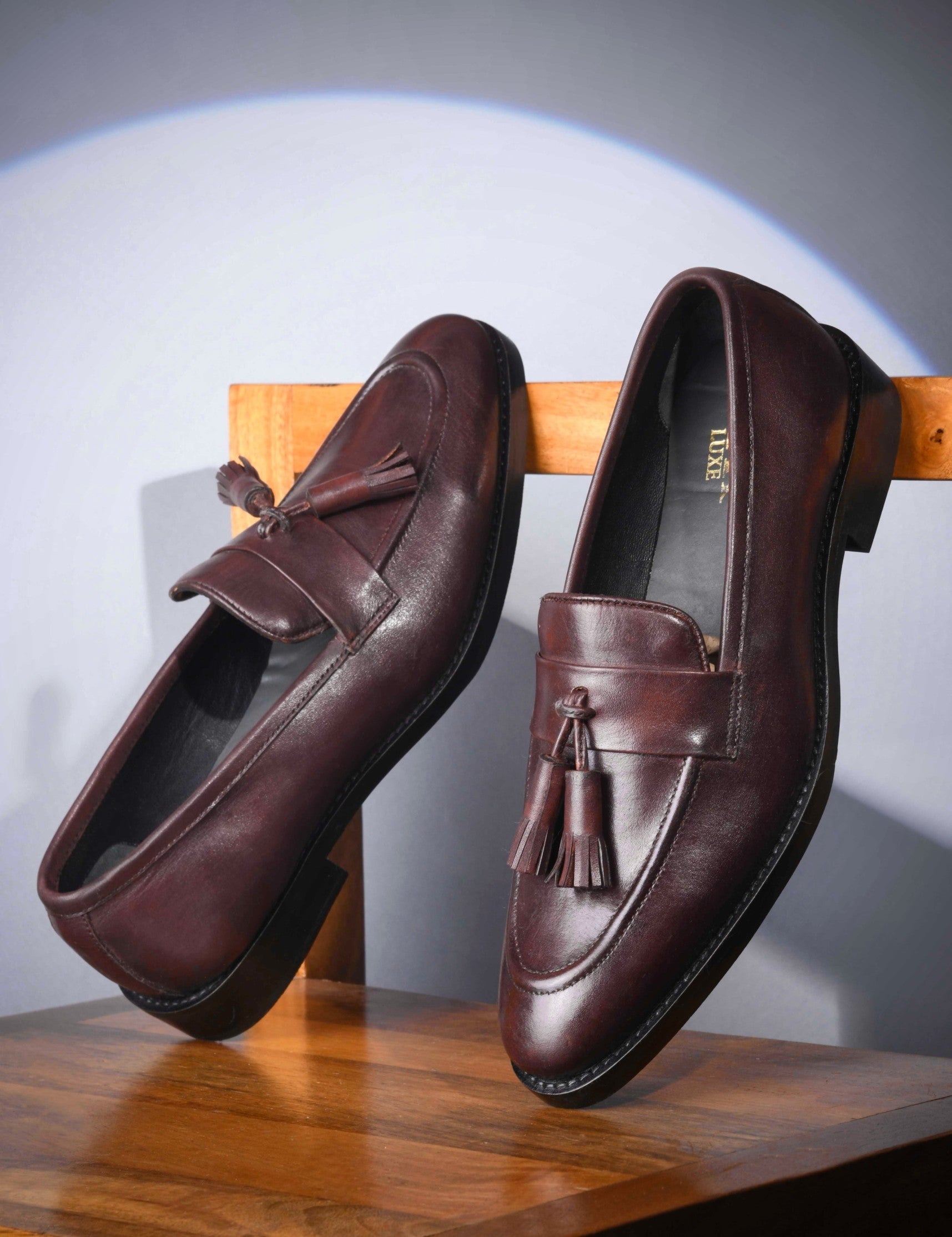 RNK LUMERO – Premium Burgundy Leather Tassel Loafers for Men