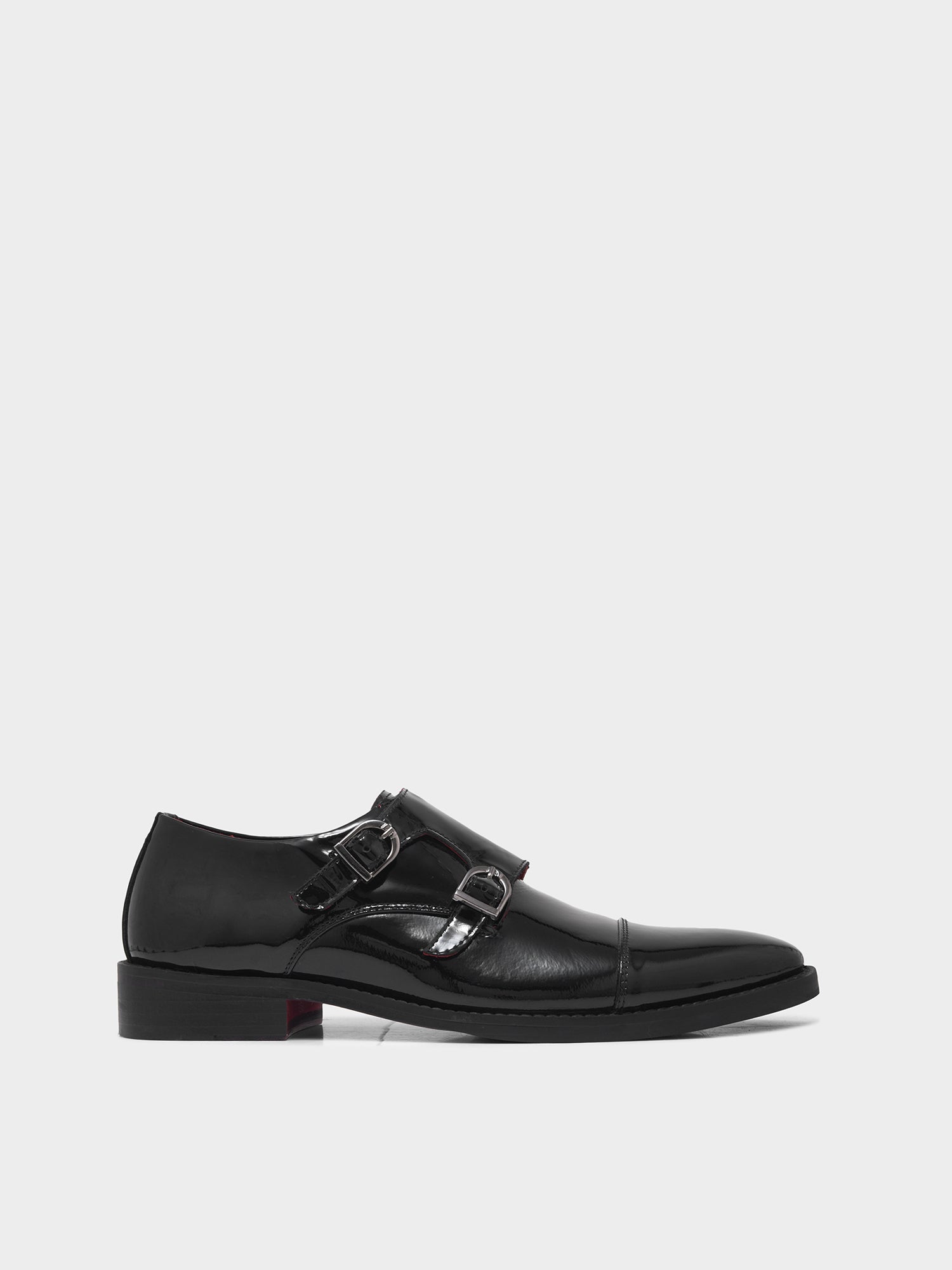 Valentino - Double Monk Strap Shoe in Premium Black Patent Leather
