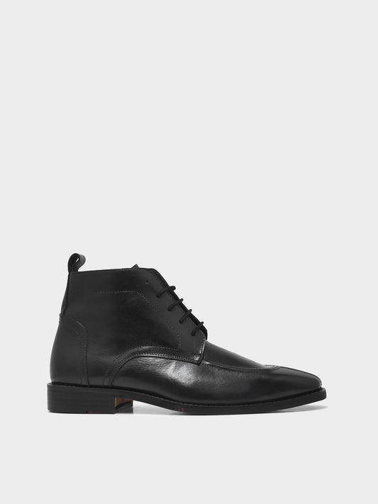 RNK Vesper Black Boot | Premium Men’s Sleek Lace-Up Derby Ankle Boots