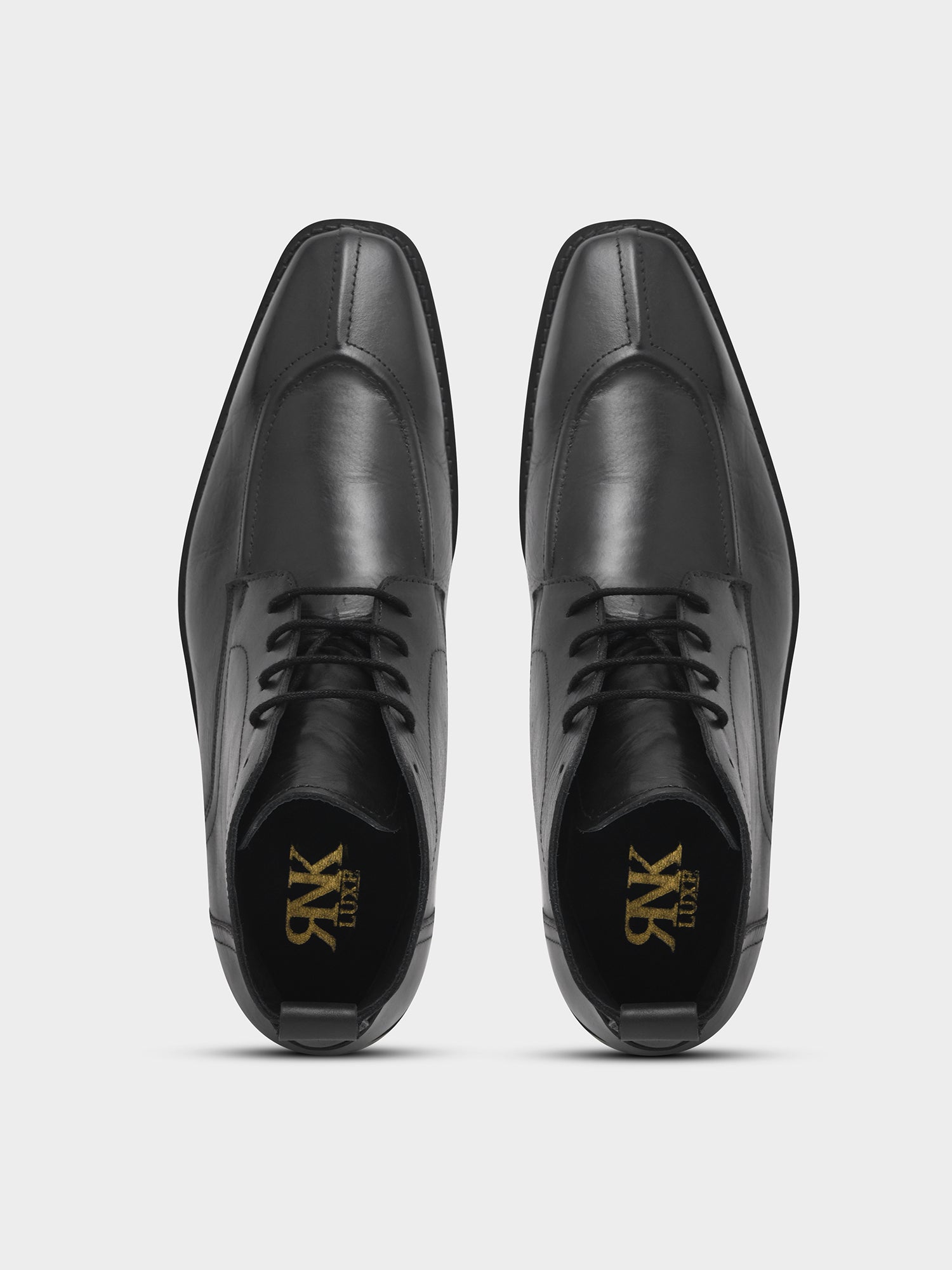 RNK Vesper Black Boot | Premium Men’s Sleek Lace-Up Derby Ankle Boots