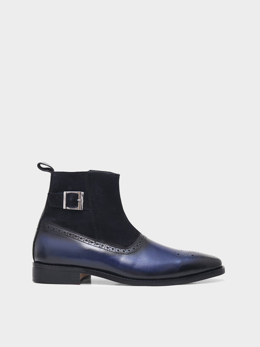 Eclipse (Navy Blue) - Handcrafted Dual Tone Jodhpur Boots | RNK LUXE