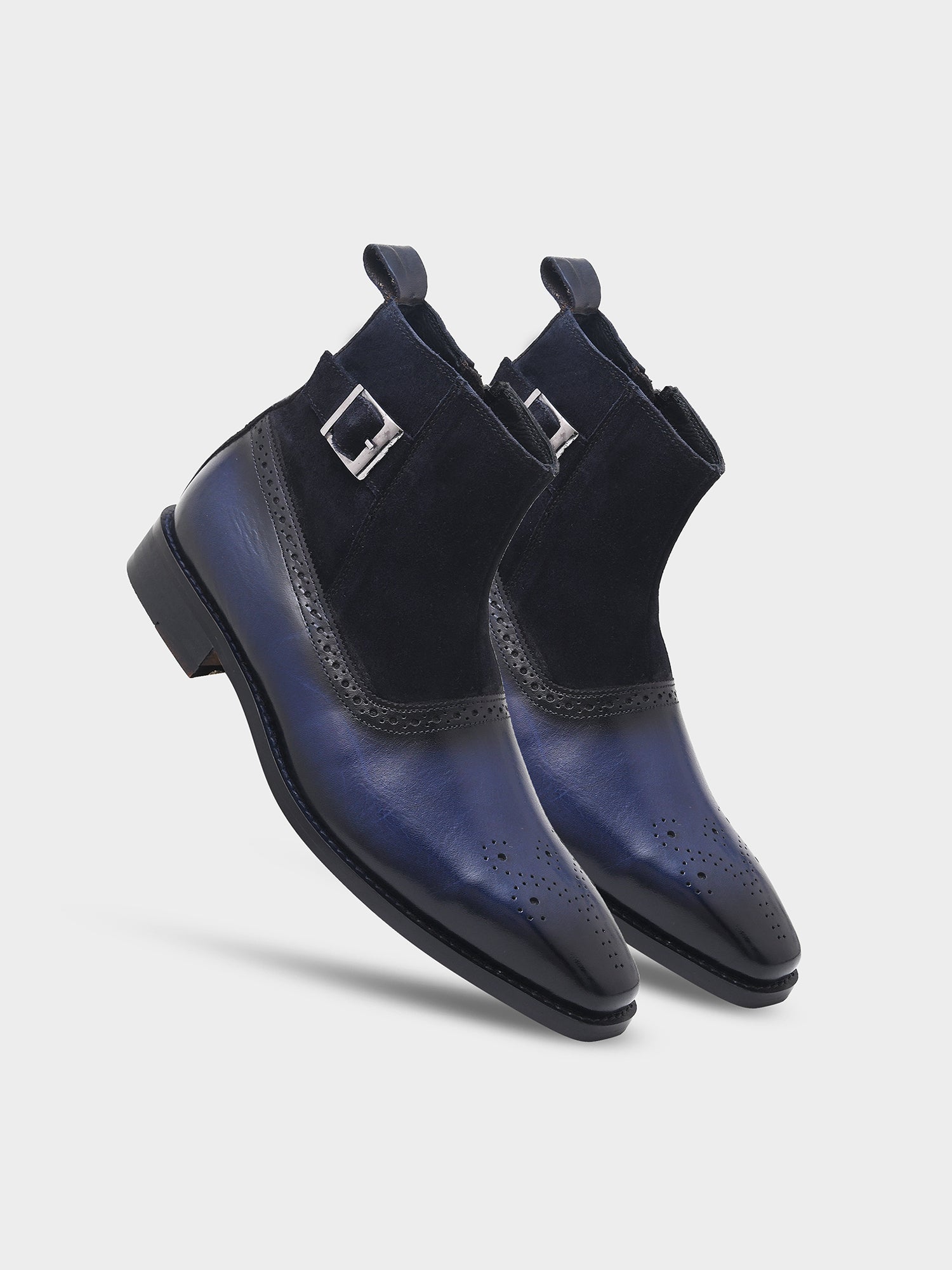 Eclipse (Navy Blue) - Handcrafted Dual Tone Jodhpur Boots | RNK LUXE