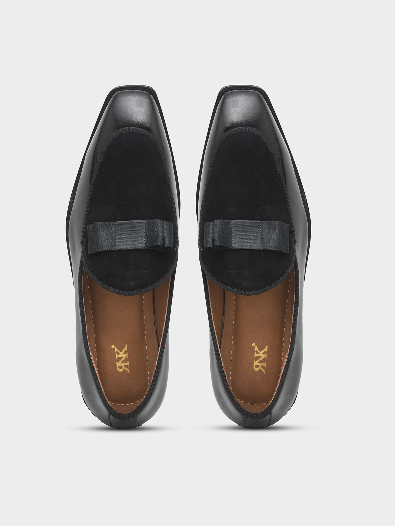 The Tuxe - Patent Leather & Suede Fusion Loafer with Grosgrain Bow in Jet Black