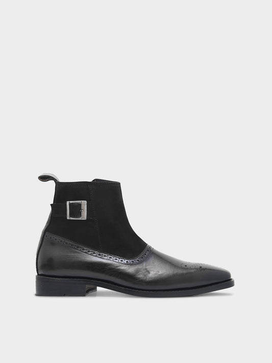 Eclipse (Black) - Handcrafted Dual Tone Jodhpur Boots | RNK LUXE
