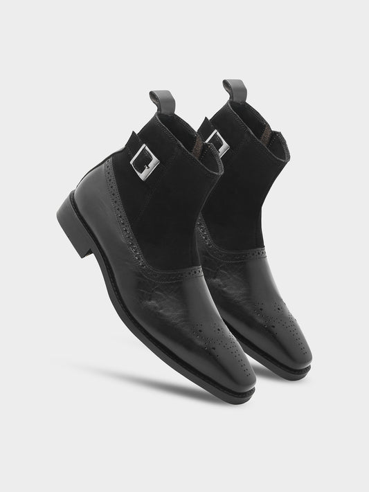 Eclipse (Black) - Handcrafted Dual Tone Jodhpur Boots | RNK LUXE