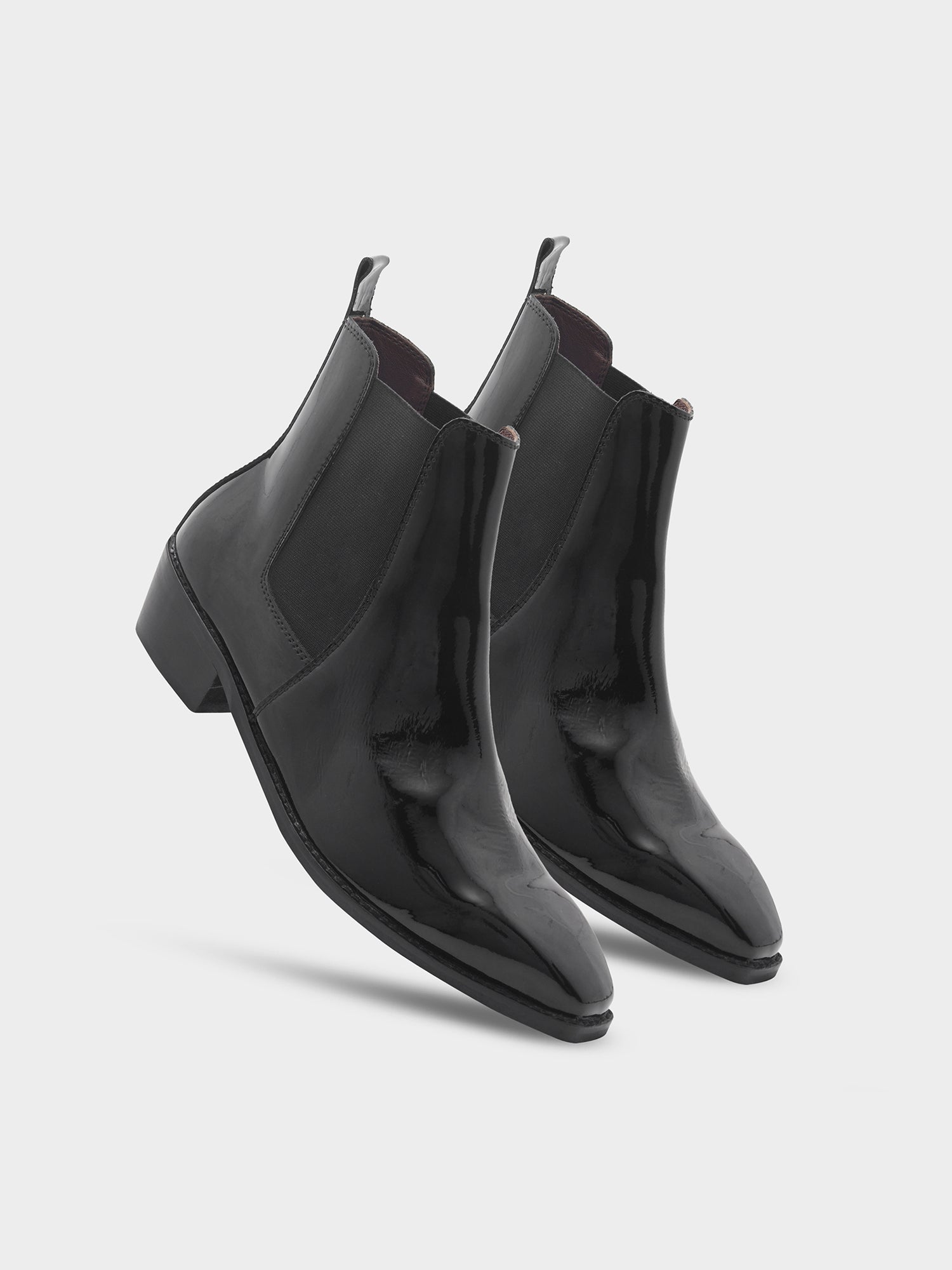 Loki – Premium Patent Leather Chelsea Boot in Jet Black