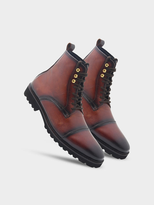 The Combat Boots (Tan) - Premium Handcrafted Military-Inspired Leather Boot