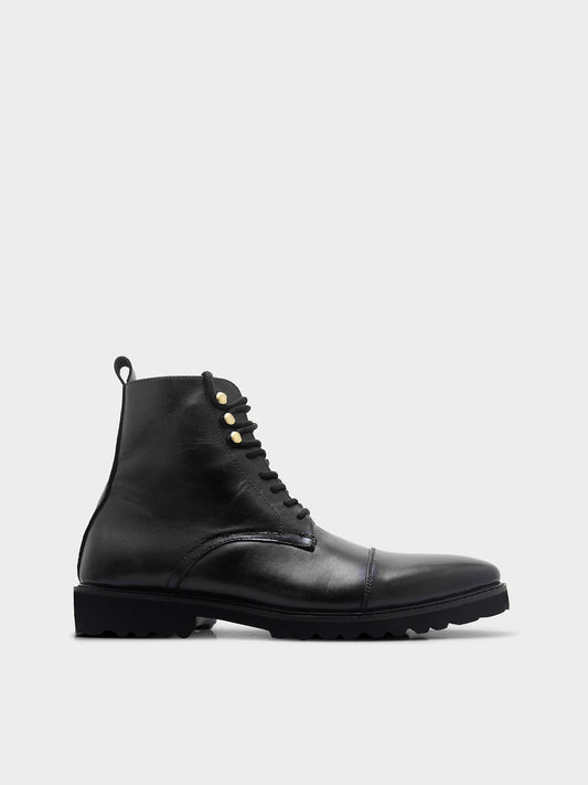 The Combat Boots (Black) - Premium Handcrafted Military-Inspired Leather Boot