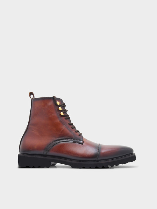 The Combat Boots (Tan) - Premium Handcrafted Military-Inspired Leather Boot