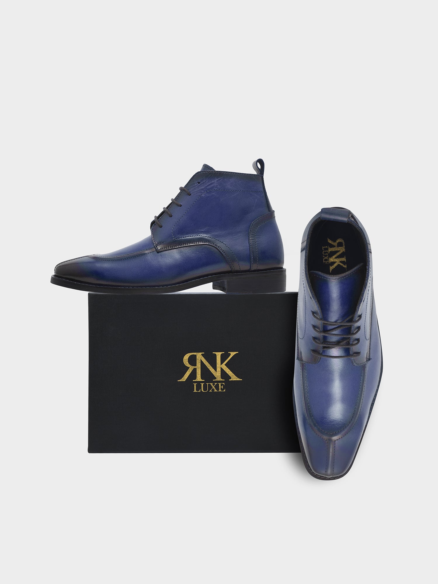 RNK Vesper Blue Boot | Premium Men’s Sleek Lace-Up Derby Ankle Boots