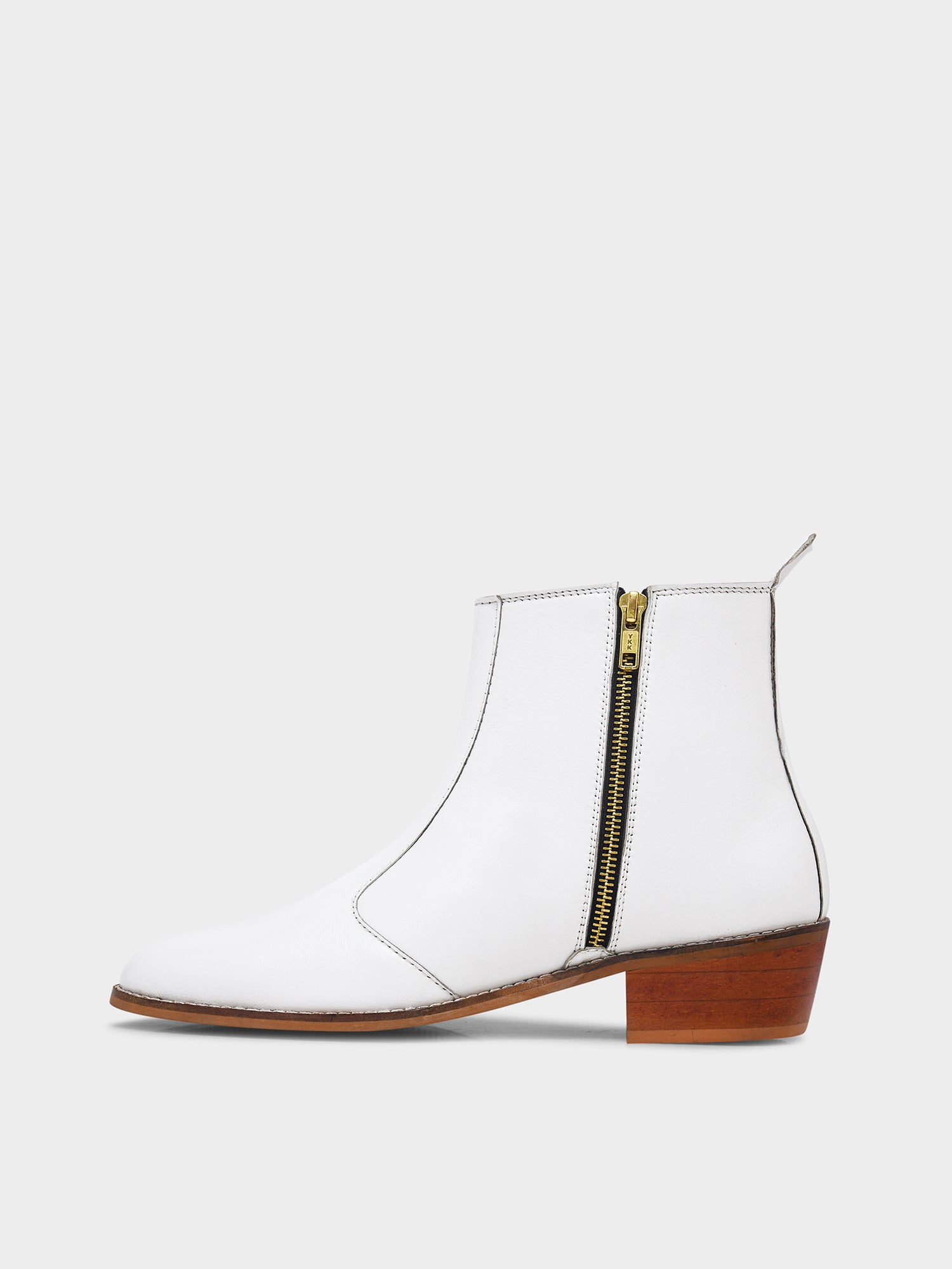 Blanco (White) -  Cuban Heel Leather Boots for Men