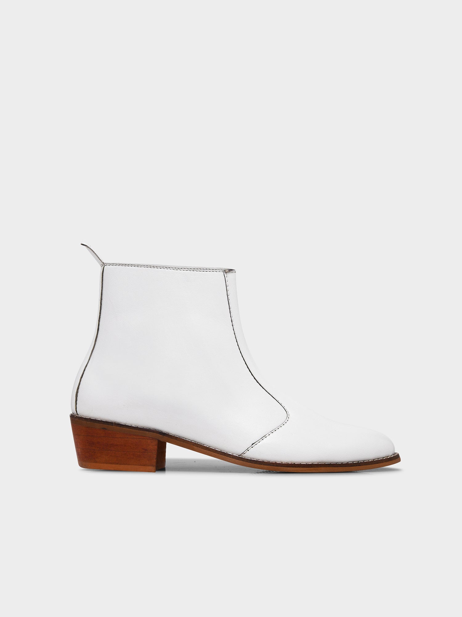 Blanco (White) -  Cuban Heel Leather Boots for Men