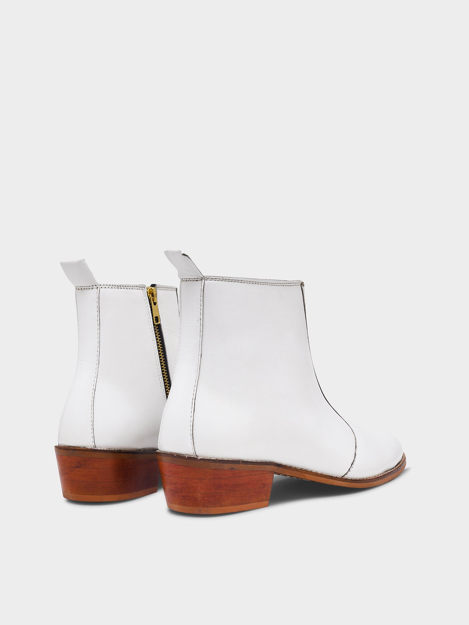 Blanco (White) -  Cuban Heel Leather Boots for Men