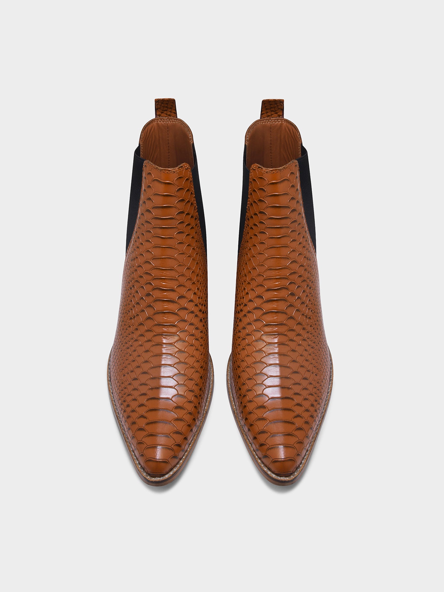 Textured Leather Chelsea Boots in Tan