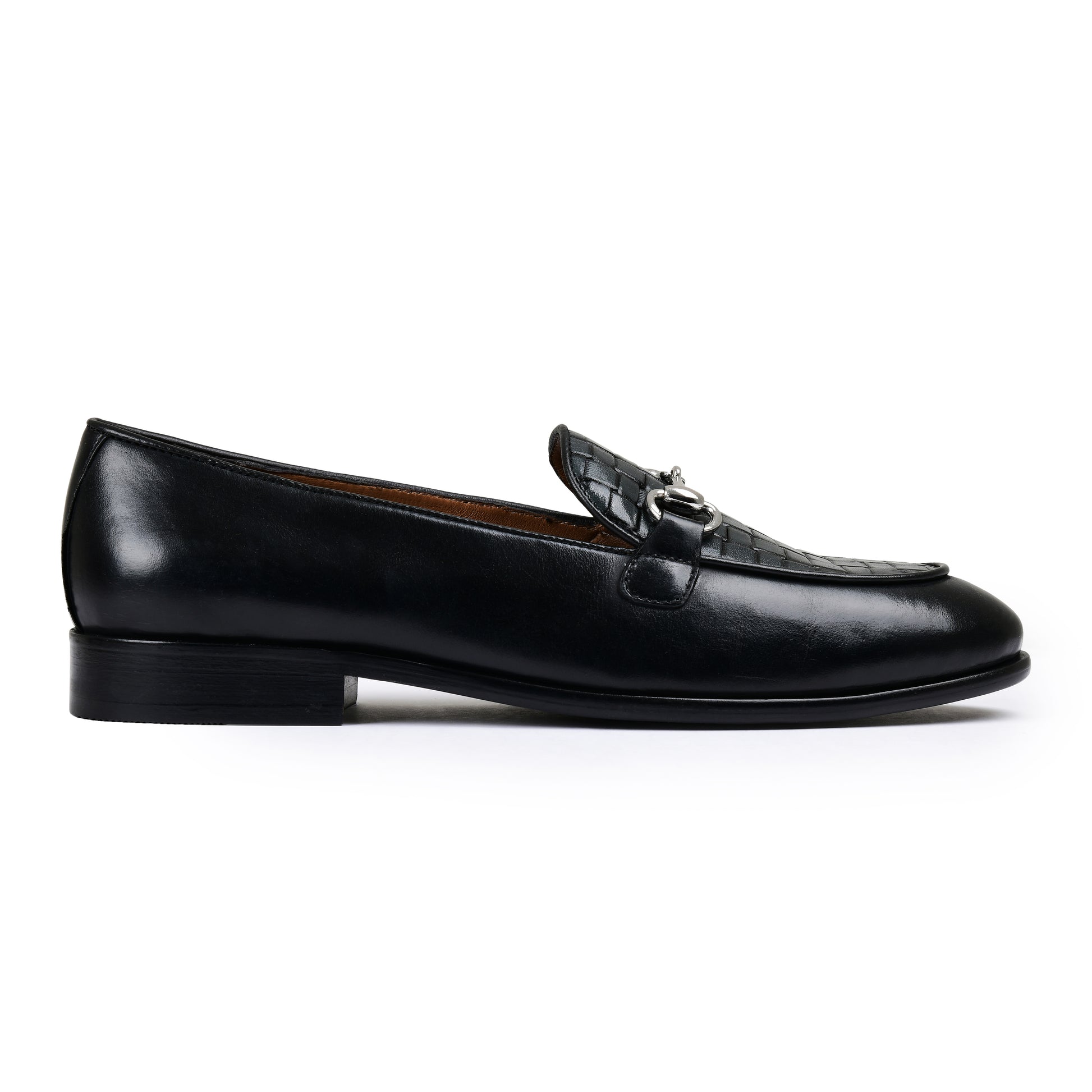 Black loafer shoe on a white background