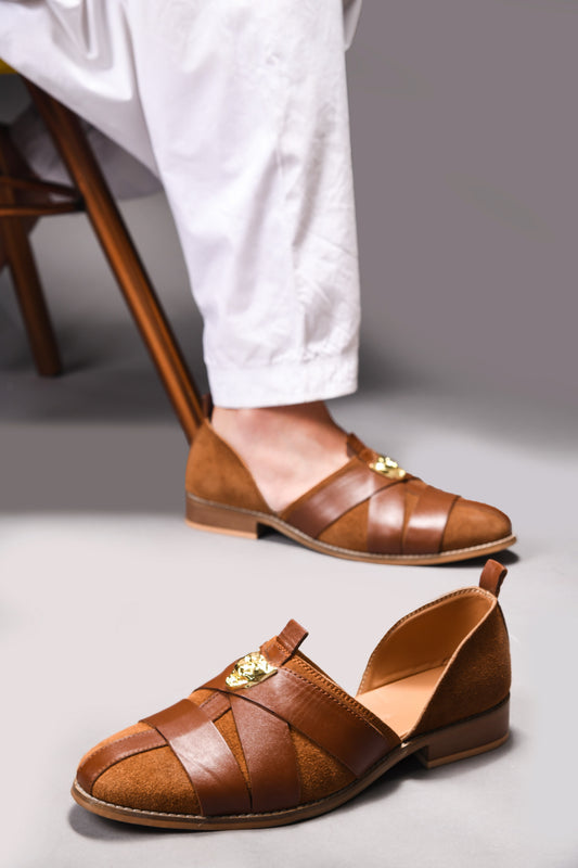 Lion Crest Leather Peshawari Sandals