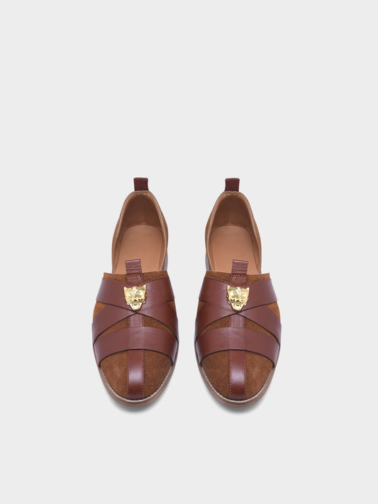 Lion Crest Leather Peshawari Sandals