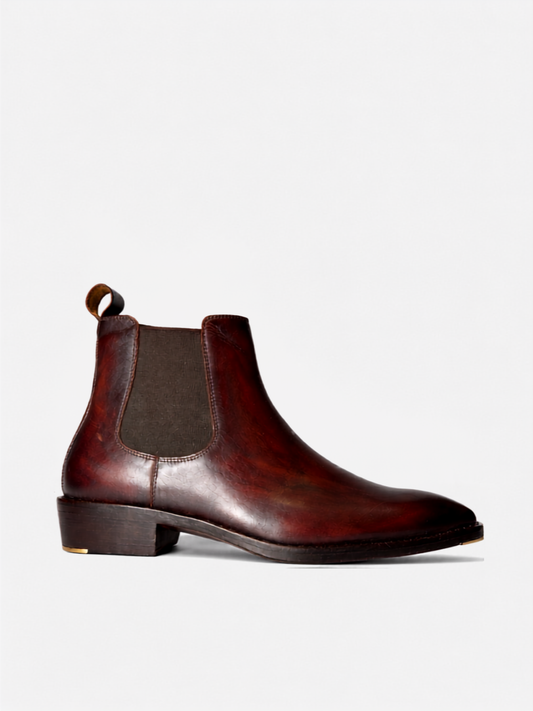 Valerio ( Limited Edition) – Signature Fiddle Back Burgundy Chelsea Boots | Good Year Welted