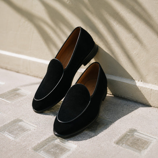 RNK (New York) Velvet Loafers for Men | Black Luxury Evening Slip-On Shoes