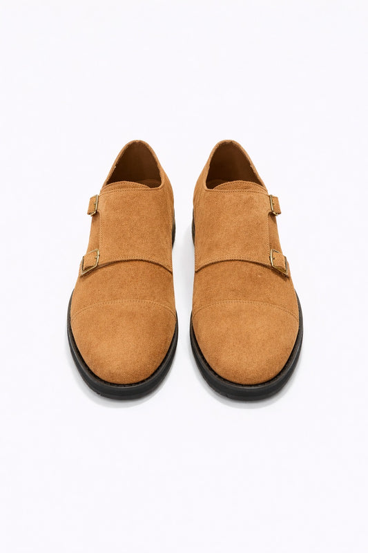 Monkers – Suede Double Monk Strap Shoes | Tan